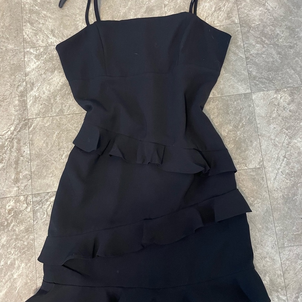 TCEC Black Ruffled Tiered Sheath Dress